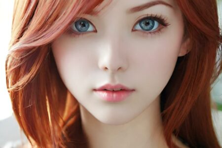 AI girl with red hair wallpaper