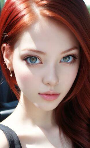 AI girl with red hair wallpaper