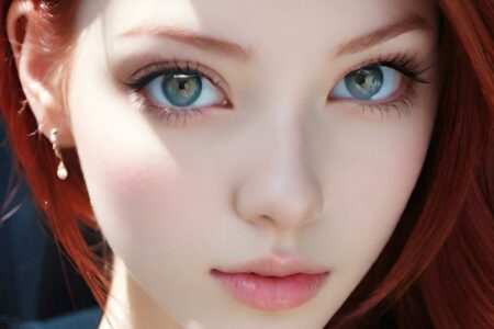AI girl with red hair wallpaper