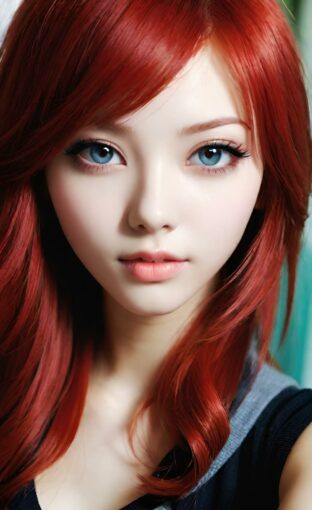 AI girl with red hair wallpaper