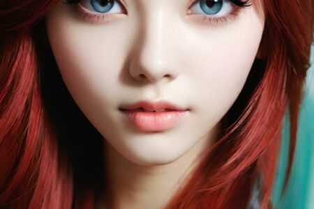 AI girl with red hair wallpaper