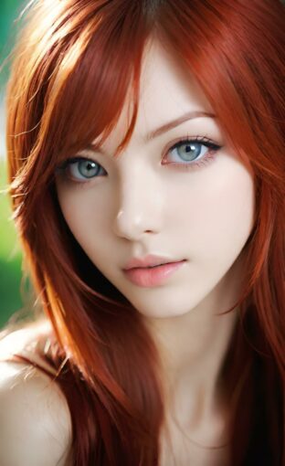 AI girl with red hair wallpaper