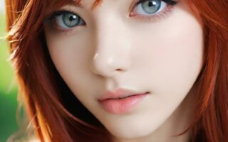 AI girl with red hair wallpaper