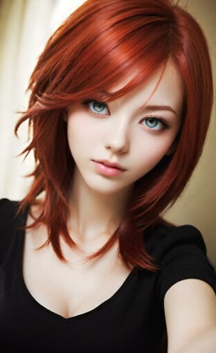 AI girl with red hair wallpaper