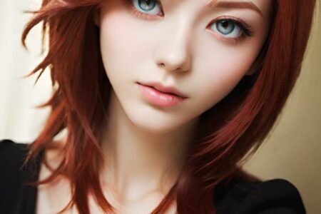 AI girl with red hair wallpaper
