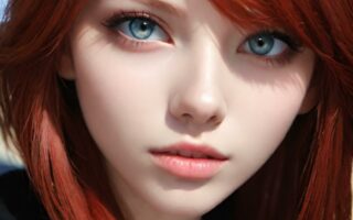 AI girl with red hair wallpaper