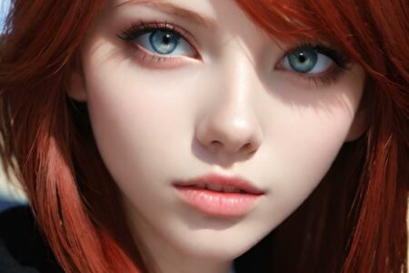 AI girl with red hair wallpaper