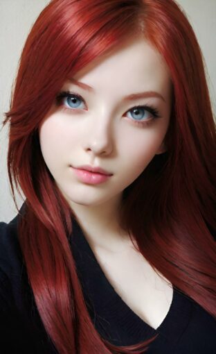 AI girl with red hair wallpaper