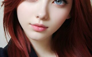 AI girl with red hair wallpaper