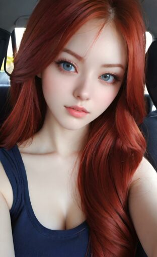 AI girl with red hair wallpaper