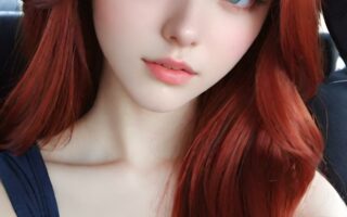 AI girl with red hair wallpaper