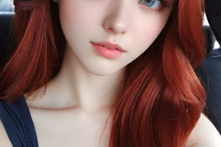 AI girl with red hair wallpaper