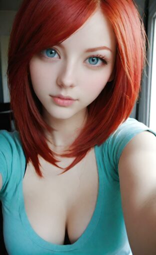AI girl with red hair wallpaper