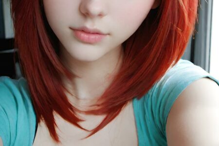 AI girl with red hair wallpaper
