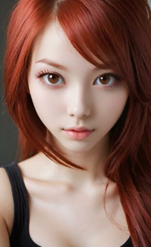 AI girl with red hair wallpaper