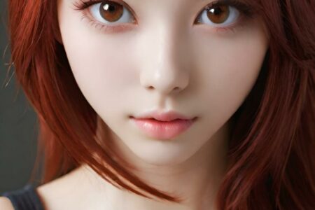 AI girl with red hair wallpaper