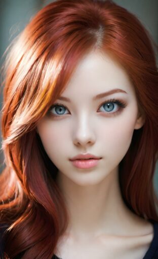 AI girl with red hair wallpaper