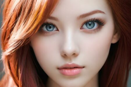 AI girl with red hair wallpaper