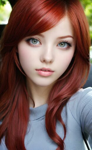 AI girl with red hair wallpaper
