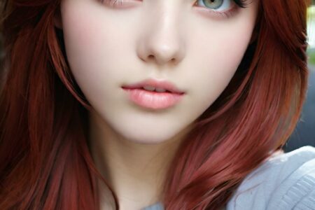 AI girl with red hair wallpaper