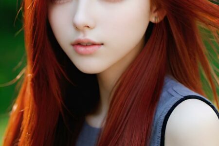 AI girl with red hair wallpaper