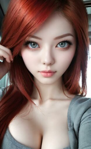 AI girl with red hair wallpaper
