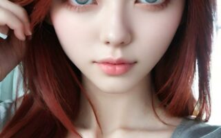AI girl with red hair wallpaper