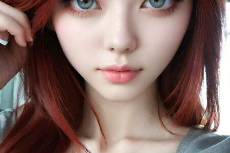 AI girl with red hair wallpaper