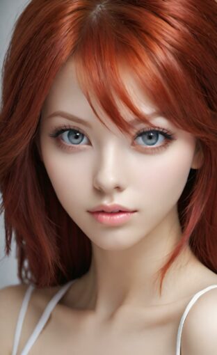 AI girl with red hair wallpaper