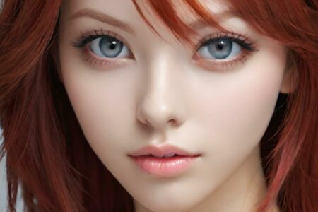 AI girl with red hair wallpaper