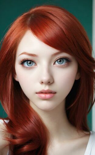 AI girl with red hair wallpaper