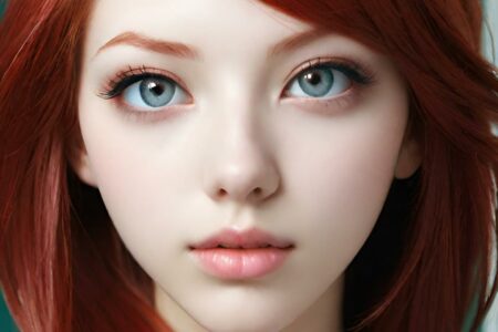 AI girl with red hair wallpaper