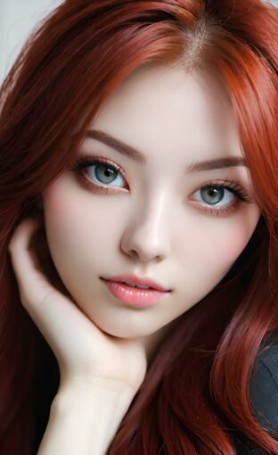 AI girl with red hair wallpaper
