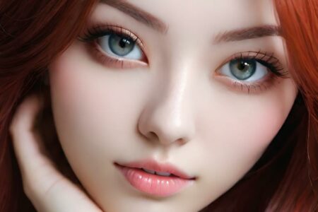 AI girl with red hair wallpaper