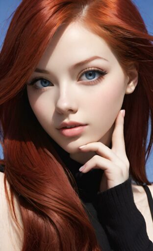 AI girl with red hair wallpaper
