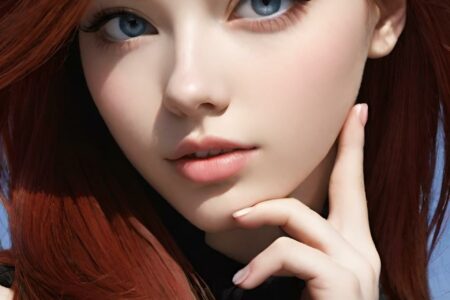 AI girl with red hair wallpaper