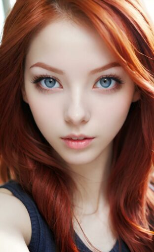 AI girl with red hair wallpaper