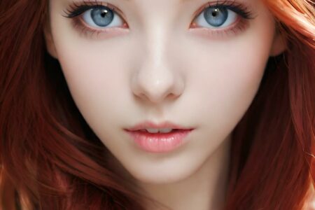 AI girl with red hair wallpaper