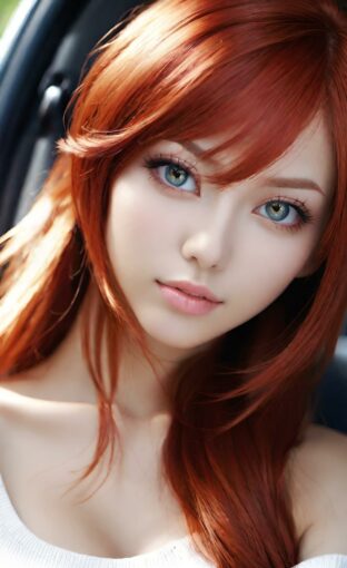 AI girl with red hair wallpaper