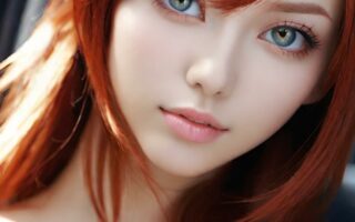 AI girl with red hair wallpaper