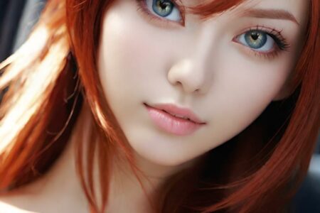 AI girl with red hair wallpaper