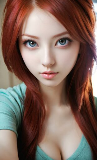 AI girl with red hair wallpaper