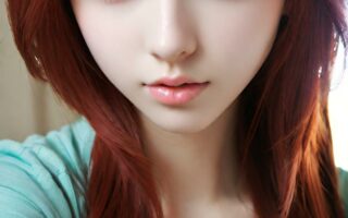 AI girl with red hair wallpaper