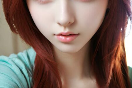 AI girl with red hair wallpaper