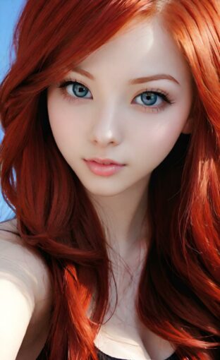 AI girl with red hair wallpaper