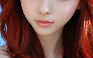 AI girl with red hair wallpaper