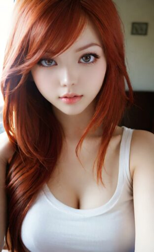 AI girl with red hair wallpaper