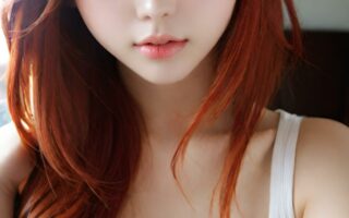 AI girl with red hair wallpaper
