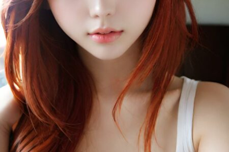 AI girl with red hair wallpaper