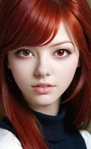 AI girl with red hair wallpaper